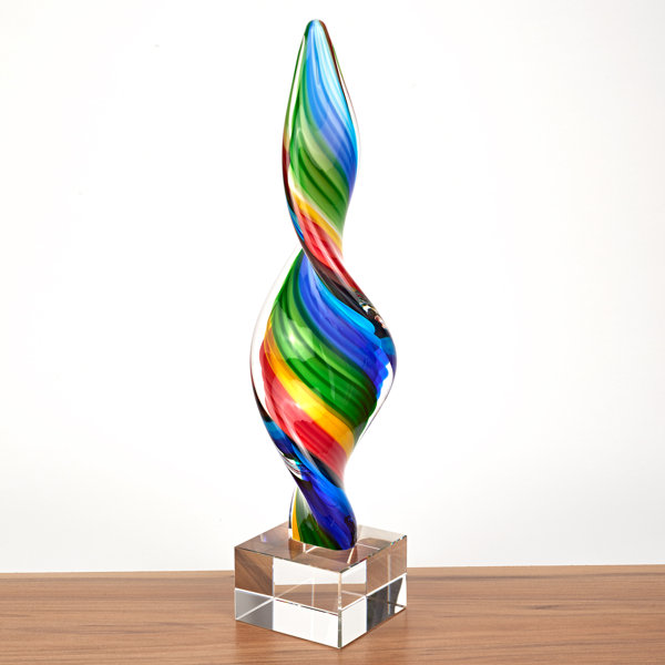 Orren Ellis Aanik Rainbow Murano Style Art Glass Corkscrew Centerpiece & Reviews Wayfair